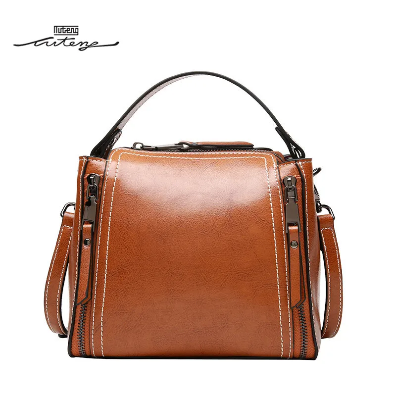 

TU-TENG 2018 Fashion Women Handbag Female Genuine Leather Bags Handbags Ladies Portable Shoulder Crossbody Chic Bag Tote G76090