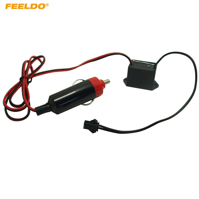 

FEELDO 1Pc 12V DC Car Decoration EL Fibre Neon Glow Lighting Rope Strip Power Driver Inverter With Cigar/Cigarette Lighter