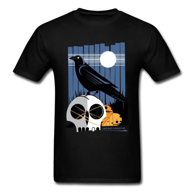 US $10.56 Lasting Charm Latest Raven Standing On Skull Painting Men Sports T-shirt Funky Black Sports T Shirt