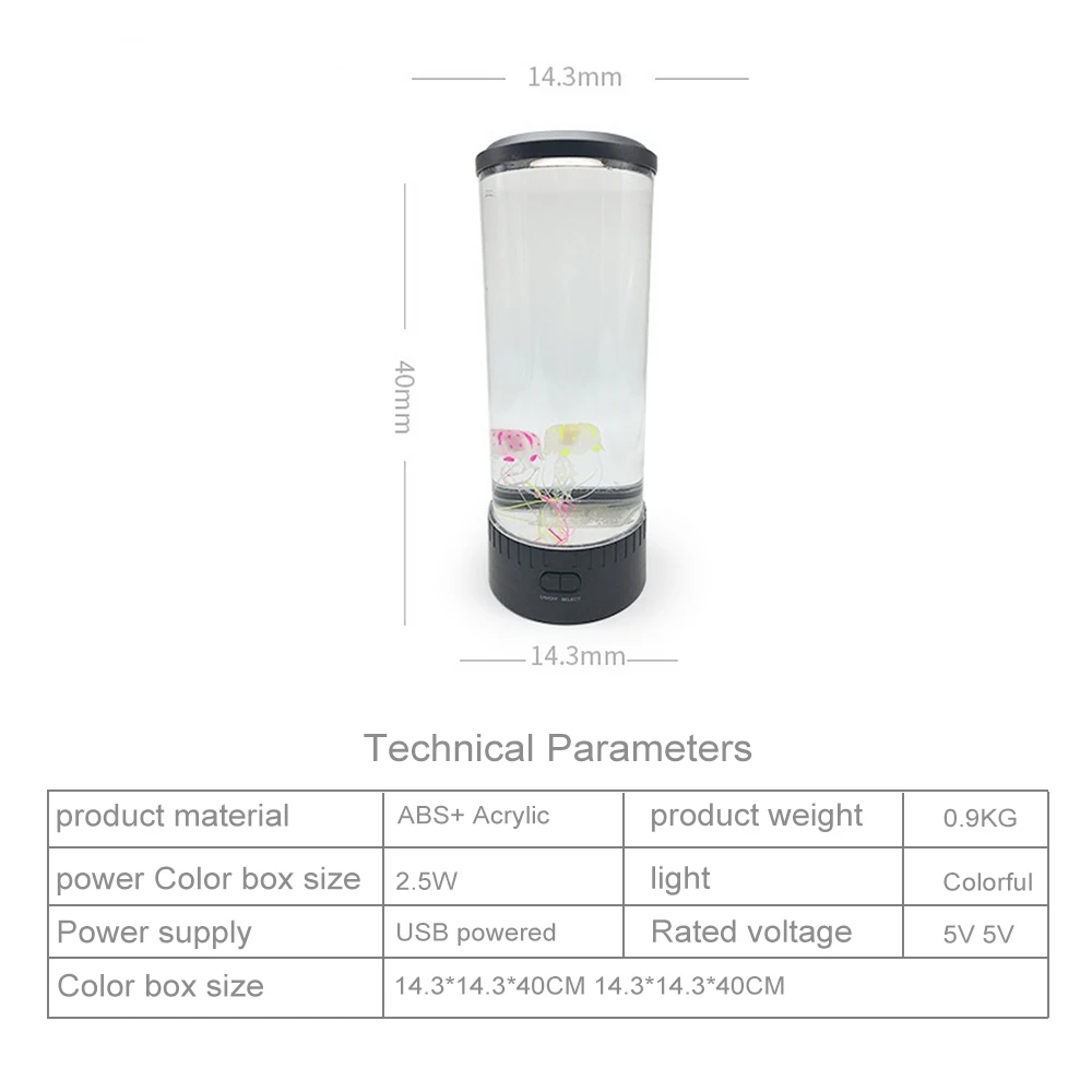 2,5 Вт Светодиодный светильник в виде Медузы для аквариума, 7 цветов, Ночной светильник, декоративная и романтическая ночная лампа, usb зарядка, АБС-пластик, акрил