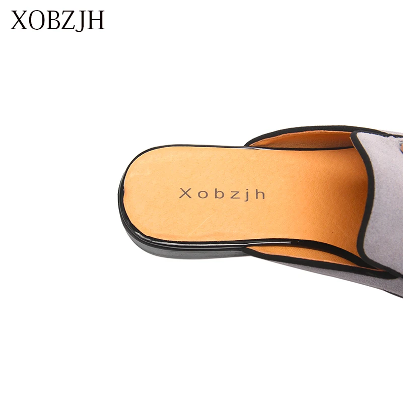 XOBZJH/Новинка года; Мужская обувь ручной работы для отдыха; Мужская Летняя обувь для вечеринок; мужские кожаные лоферы на плоской подошве; обувь серого цвета; размеры