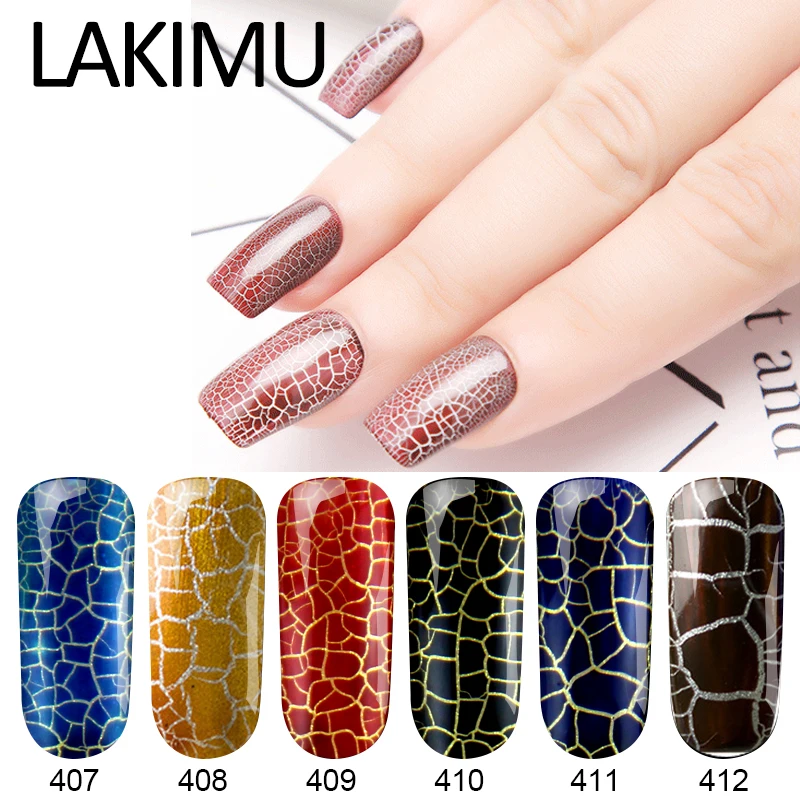 Lakimu Nail Art Semi Permanent Gel Varnish Lucky Color Fashion UV Led Lamp Crack Polish Soak Off Crackle Lacquer | Красота и здоровье