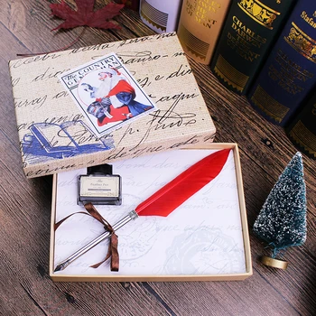 

FREE SHIPPING Christmas gift personalized mini goose feather fountain pen Calligraphy quill pen