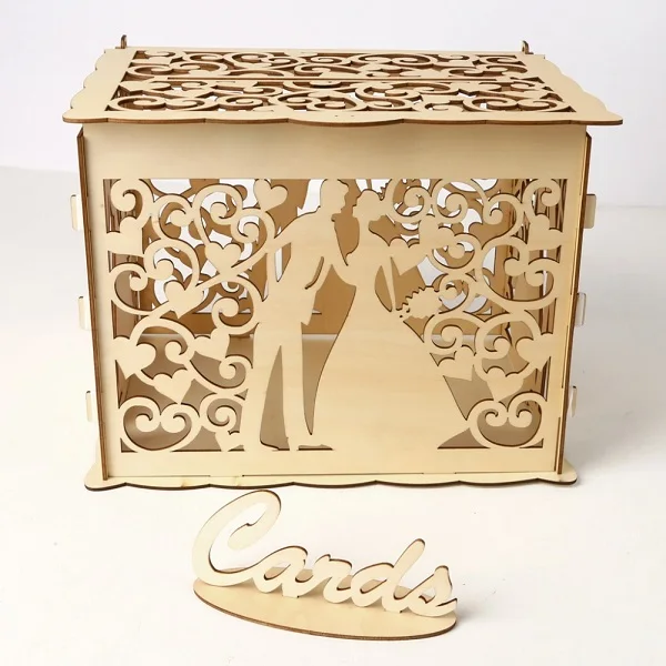 wedding story DIY коробка подарочной карточки деревянная коробка для денег с замком великолепное свадебное украшение принадлежности для дня рождения(Свадебная история - Цвет: wedding story