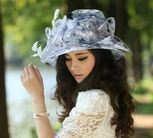 Las mujeres de Las Señoras Sombrero Del Organza de Boda de La Iglesia Derby Playa Cóctel de la Tarde Party Dress Fedora Sombrero de Ala Ancha Casquillo Del Sol Del Verano de La Vendimia nueva