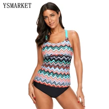 Женский зигзаг Танкини с принтом купальник топ сексуальный Y назад купальный костюм летний пляжный топ Купальники Одежда E410603
