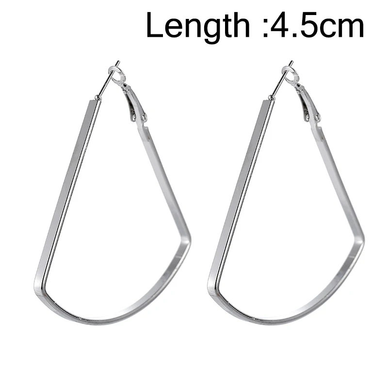 Silver 4.5cm Модный металлический большой веерообразные геометрические серьги Винтажные серьги-кольца для женщин аксессуары, модные украшения подарок Букле д 'Орель - Окраска металла: Silver 4.5cm