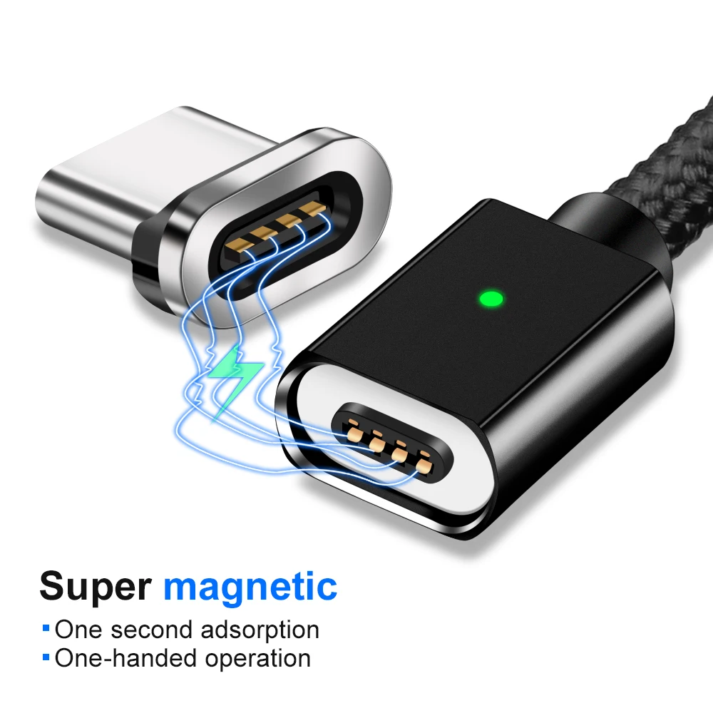 أولاف كابل USB مغناطيسي ل فون نوع C المغناطيس شاحن 3A كابل USB صغير للشحن السريع البيانات ل شاحن هاتف محمول يعمل بنظام تشغيل أندرويد كابلات