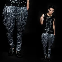 Большие размеры модные мужские брюки с пайетками Леопардовый принт оригинальные штаны ds костюмы певцов танцор сценический костюм для шоу