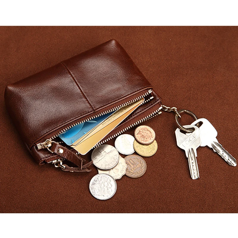 

Men Original Genuine Leather Wallet Male Small Short key Chain Purse For Documents wallets Purses For Men carteira masculina