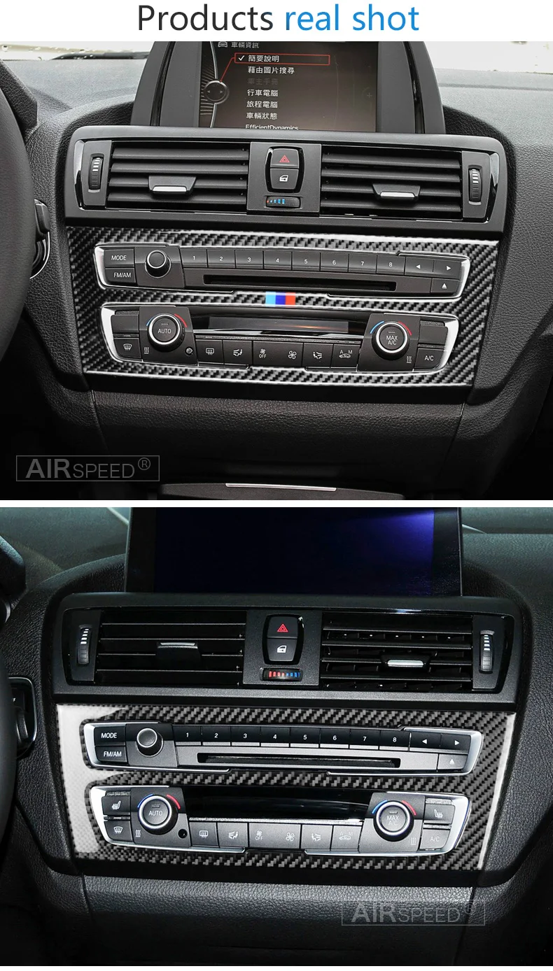 Airspeed for BMW F20 F21 1 Series Accessories Car Interior Carbon Fiber Air Conditioning CD Console Panel Cover Trim Car Styling