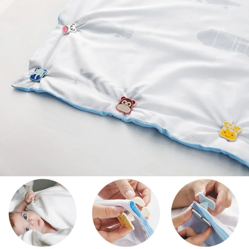 Детское постельное белье с фиксированной пряжкой с животным узором, детское одеяло, держатель, одеяло s, противоскользящее одеяло