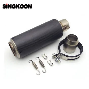 

51/61mm Universal Motorcycle Exhaust Escape Muffler Pipe Carbon Fiber FOR triumph royal enfield honda dio cb1000r cb190r