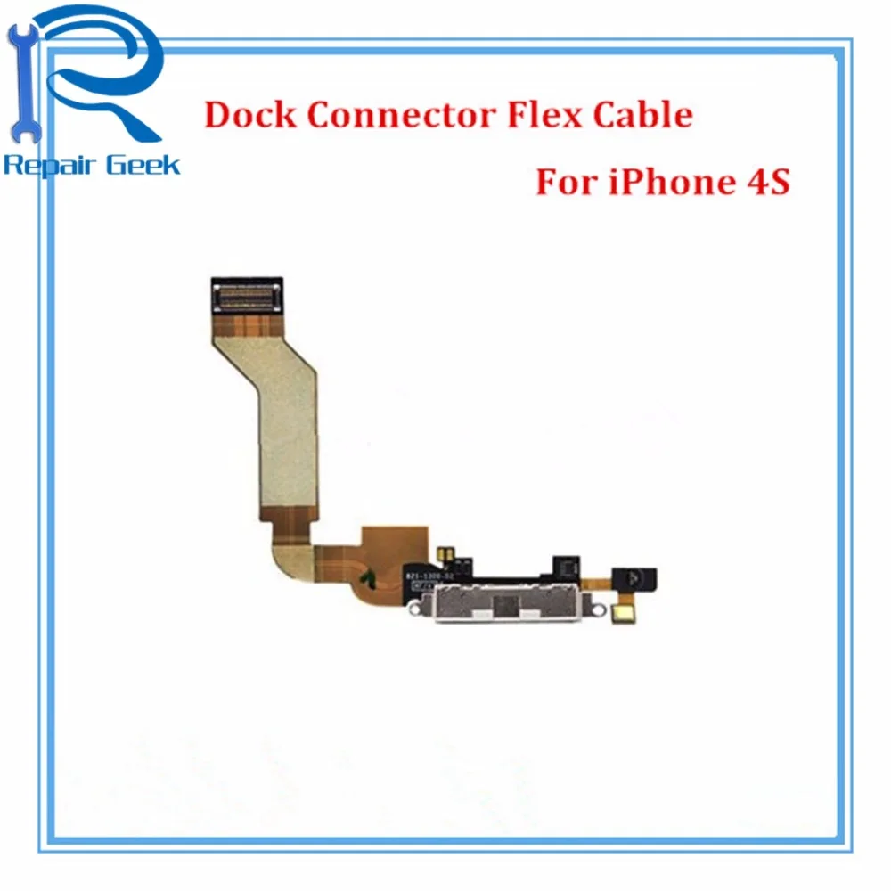 10pcs/Lot New Dock Connector Charging Port Flex Cable Replacement For iPhone 4S Mobile Phone