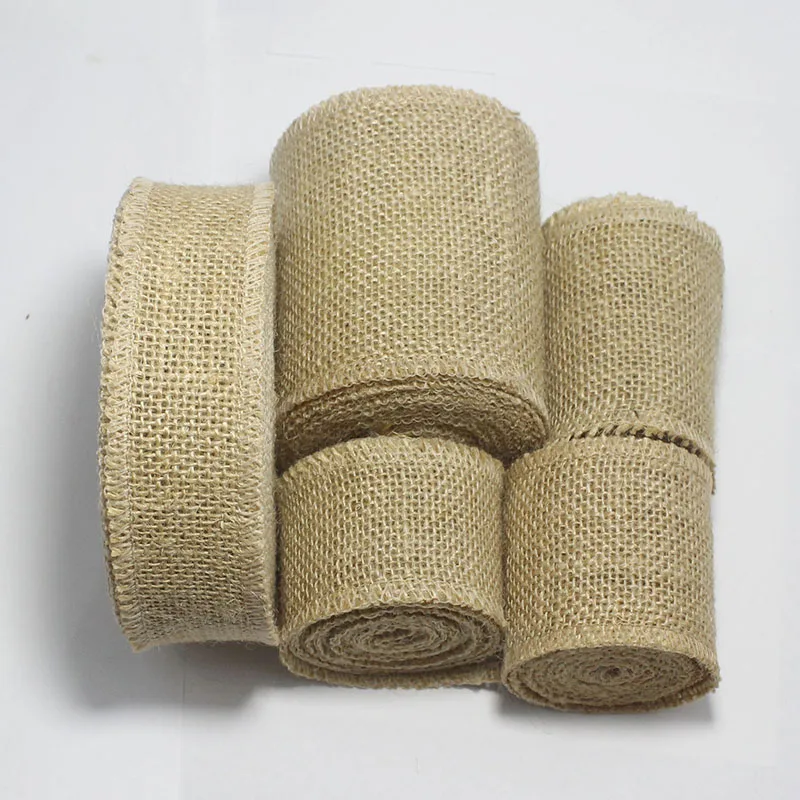 

4CM 5CM 6CM 10CM Natural Jute Burlap Linen Ribbon Burlap Trim Tape Rustic DIY Handmade Wedding Bouquet Decor Accessories