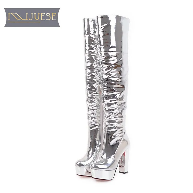 knee high boots silver