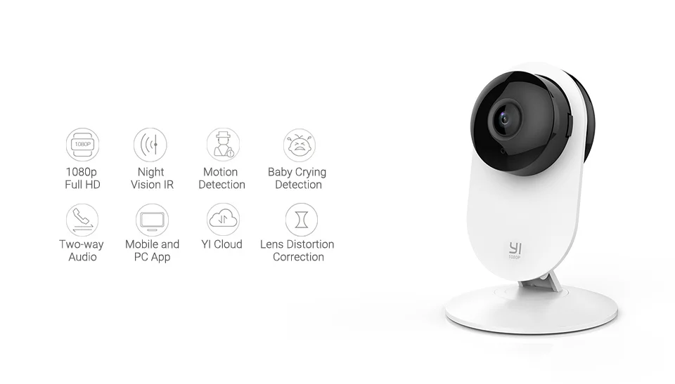 Домашняя камера YI 1080p Home Camera Режим ночной съемки Обнаружение движения Двусторонняя аудиосвязь Облачное хранилище