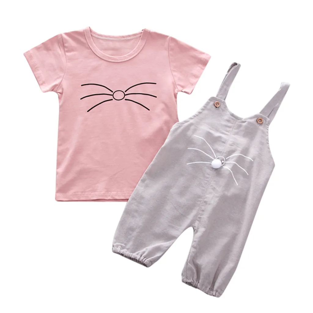 KLV/комплект одежды для девочек; детская одежда; Модная хлопковая смесь; летняя детская одежда с рисунком кота для маленьких девочек;# y35