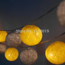 Желтый и серый ватным тампоном Строка Огни гирлянды партии Декор Свадебные