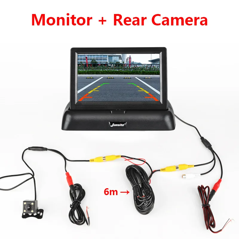 Jansite 4," TFT lcd Складной автомобильный монитор HD дисплей камера заднего вида система для автомобиля заднего вида NTSC PAL - Цвет: With rear camera