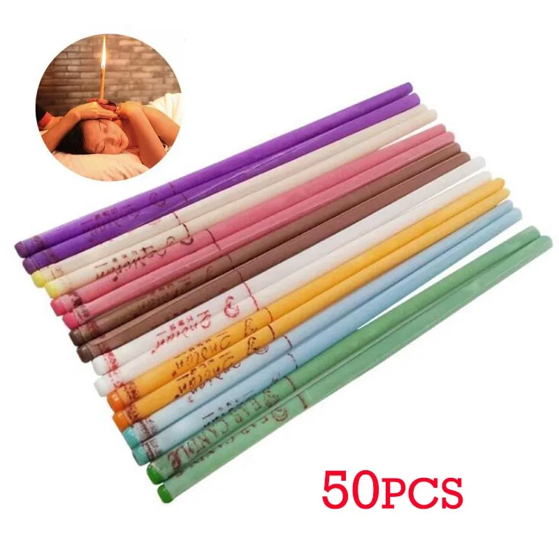 50pcs Cylinder Ear Cone Candles With Natural Bee Wax Paraffin For Ear