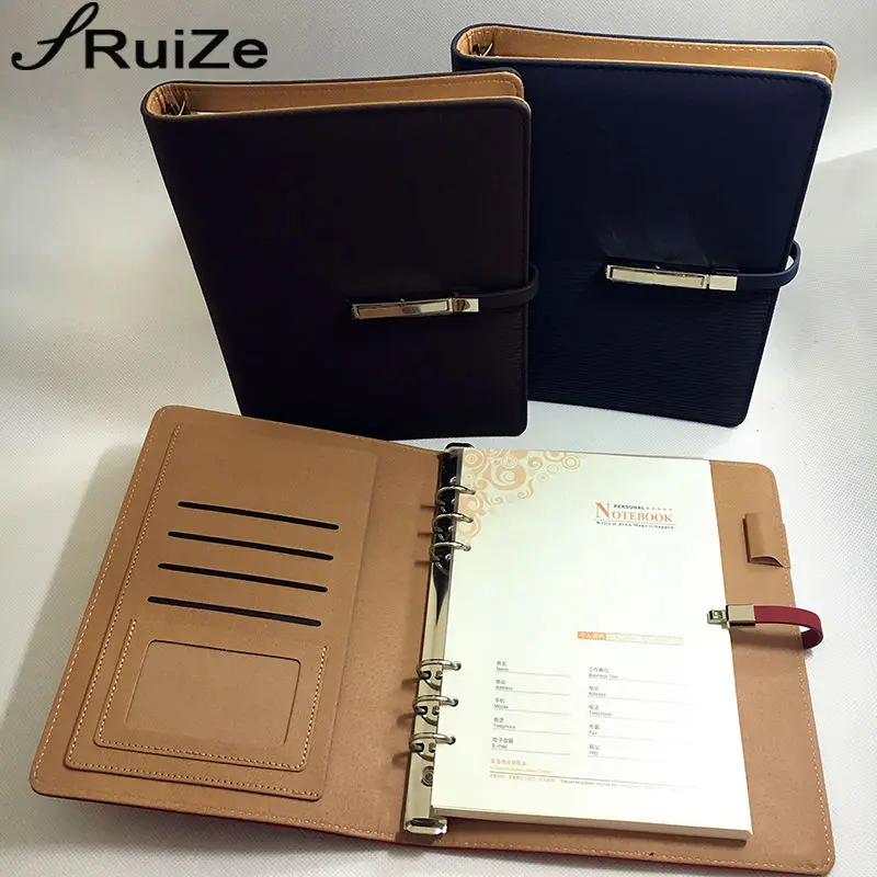 RuiZe 2019 pu leather spiral notebook A5 loose leaf notebook planner organizer note book for