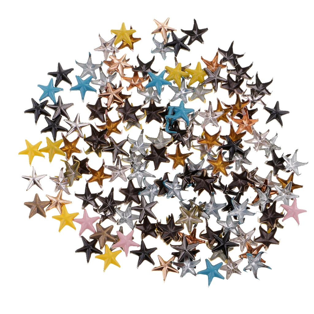100pcs Metal Star Studs Claw Rivet Leathercraft Punk for Bags Jeans Belt Decoration