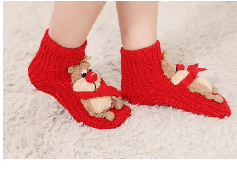 Top fashion 2016 new handmade animal cartoon Christmas cute warm wool socks women's socks floor socks
