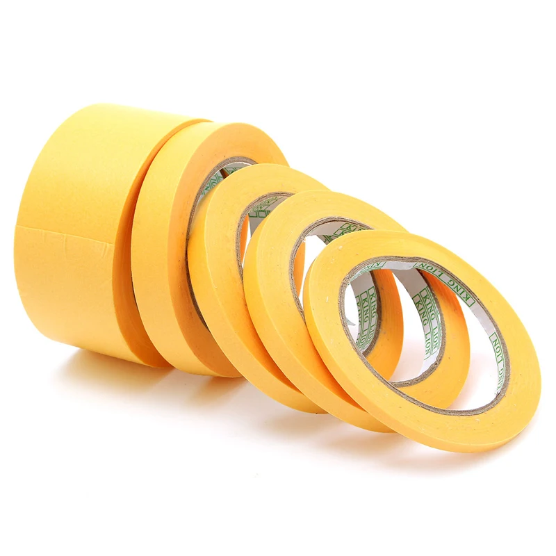 6mm/10mm/12mm/18mm/50mm Yellow Tape Adhesive Insulation Mylar Tape Masking Paint Spray Paper Tape 50M