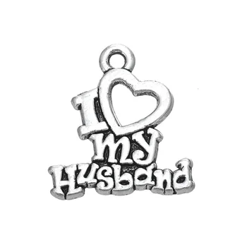 

50PCS Heart Letter Dangle Jewelry I LOVE MY HUSBAND Double-Sided Words Charm For Bracelet Accessories DIY Jewelry