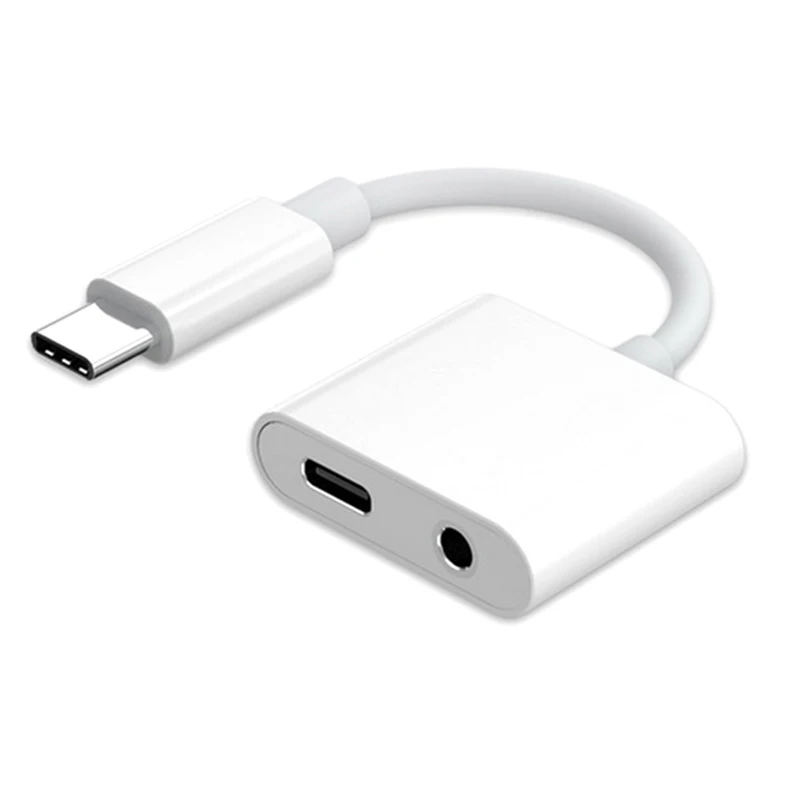 Цифровой аудио Удлинительный кабель тип-c до 3,5 мм USB c адаптер гарнитуры два в одном usb type-C аудио адаптер конвертер аудио адаптер - Цвет: Белый