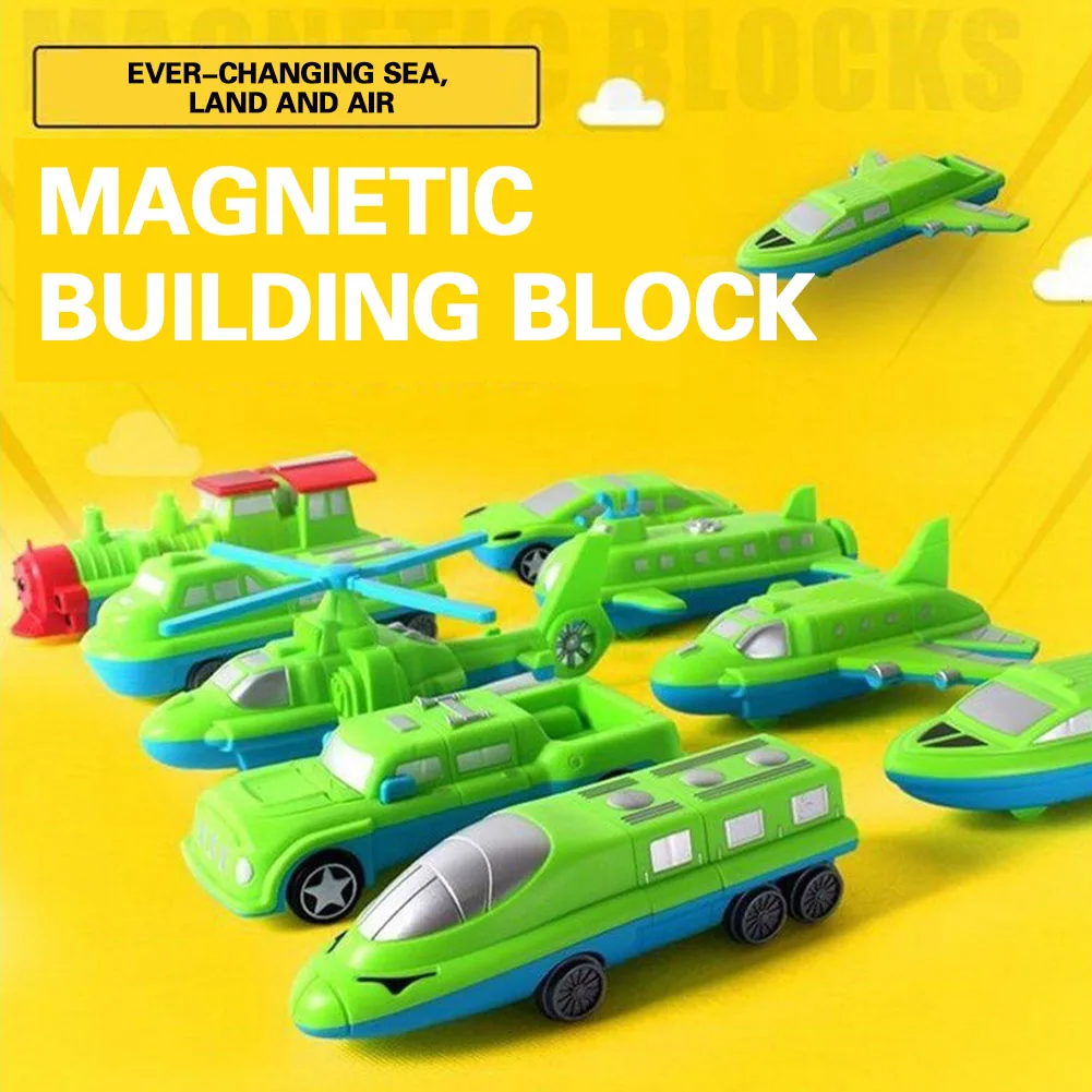 

Children's manual brain ability training ever-changing Free modeling car boat train magnetic building blocks toys for children