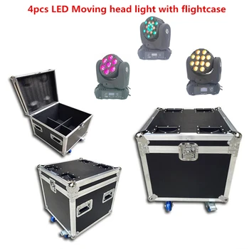 

4pcs/Lot LED B Moving Head Light With Flight Case 150W dj equipment RGBW(CMY) Quad led wash 12x12w 7x20W
