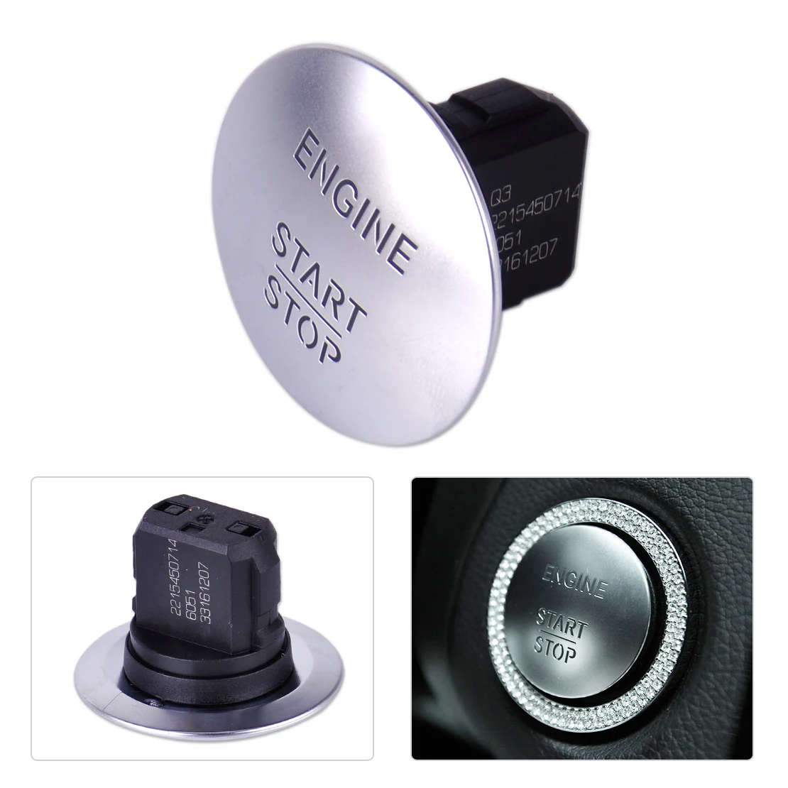 BeisDirect 1 Pcs Keyless Go Start Button 2215450714 Compatible With Mercedes Benz ML,GL,R,S,E,C CLASS E350, S550, B180, C180,C200, Infiniti QX30 Q30 Start Stop Push Button Ignition Switch Keyless - Foto 2