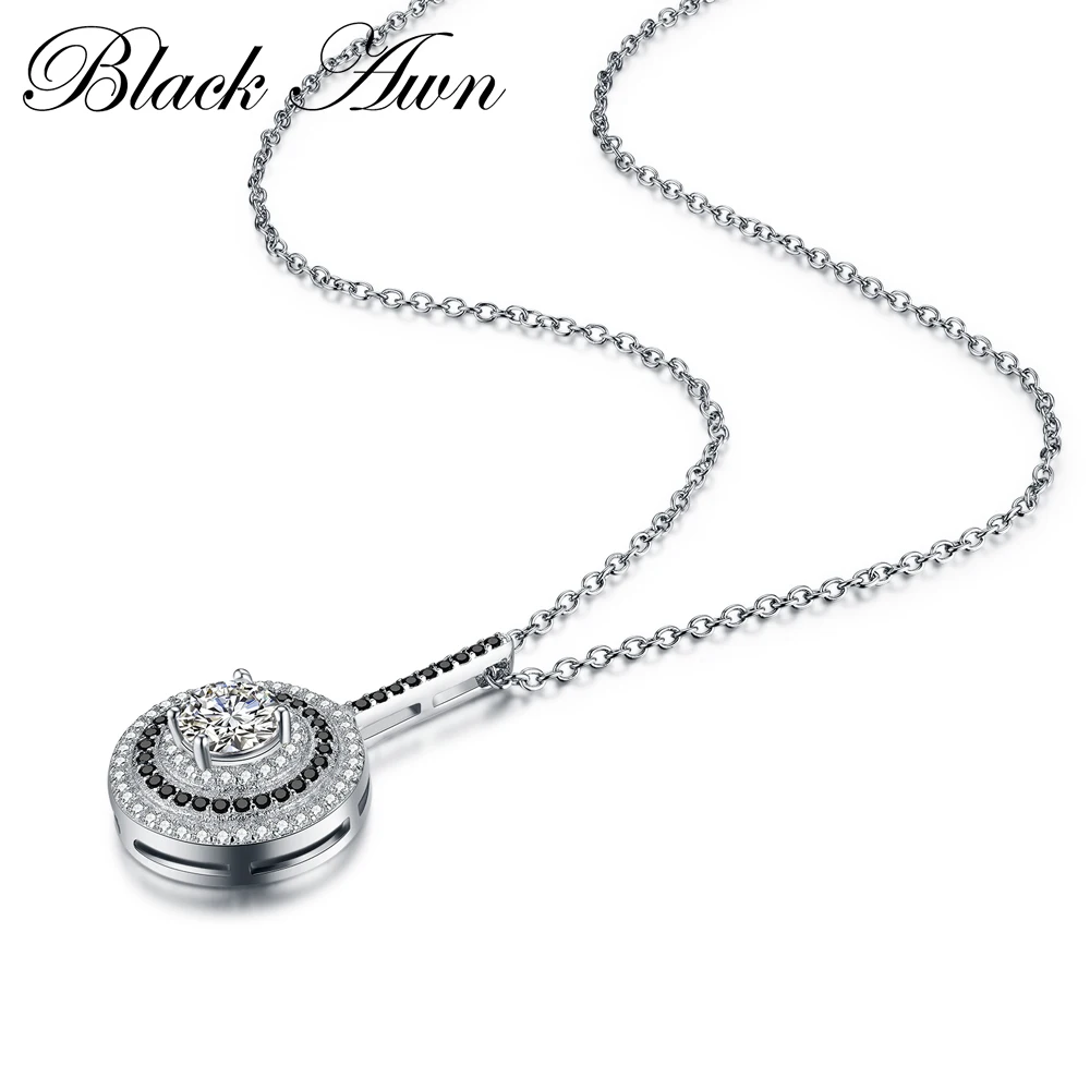 Classic Fine Genuine 100% 925 Sterling Silver Slide Necklace Women Jewelry Round Bijoux Femme Necklaces&Pendants P074 - Image 2