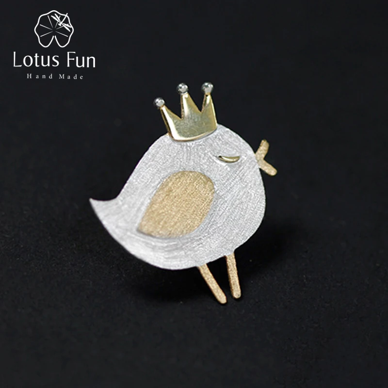 Lotus Fun реальные стерлингового серебра 925 природных ручной Fine Jewelry Прекрасная принцесса Птица Дизайн Броши Pin Broche для женщин