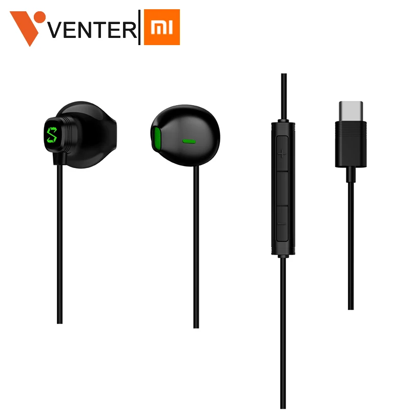 

New Xiaomi Black Shark Type C Earphone With Mic Half In-Ear 1.2M Long Cable TPE for Black Shark 2 Smartphone