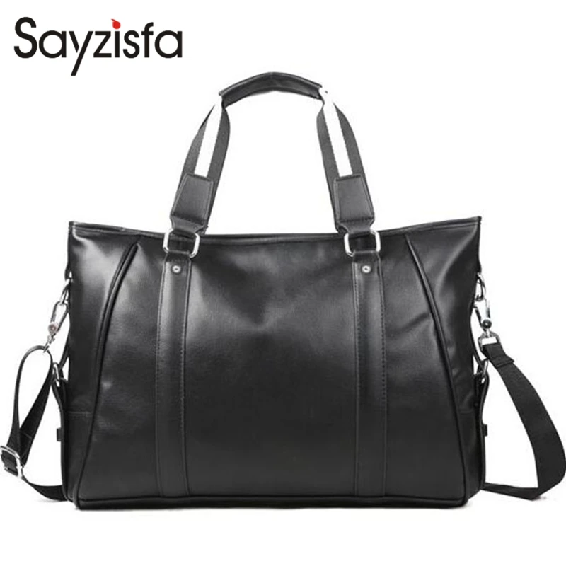 

Sayzisfa Brand New Men Handbags Leather 2017 Man's Business Shoulder Bags Male Fashion Tote Messenger Bag Leisure Briefcase T439