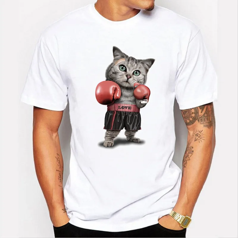 

Causal Men Boxing Cat 3D Printing Tees Boxinger Cat Shirt Spring Summer Short Sleeve Blouse T-Shirt Male Clothing