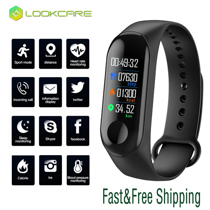 

Cheap M3 Smart Fitness Band Wristband Activity Tracker Sport Heart Rate Monitor Intelligent Waterproof Bracelet PK MI Band 3 4