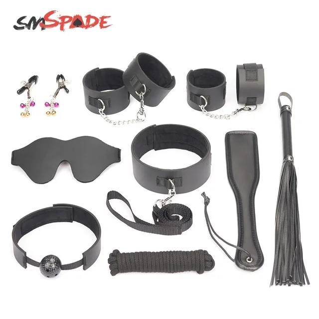 SMSPADE-Black-9Pcs-Set-Blindfold-Mouth-Gag-Collar-Handcuffs-Ankle-Cuffs-Whip-Paddle-Nipples-Rope-BDSM.jpg_640x640