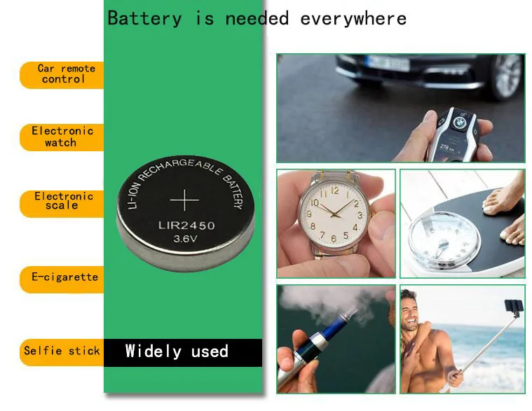 2 шт 3,6 V LIR2450 LIR 2450 литиевая аккумуляторная батарея для дистанционного управления игрушки часы Компьютер Материнская плата кнопка ячейка CR2450