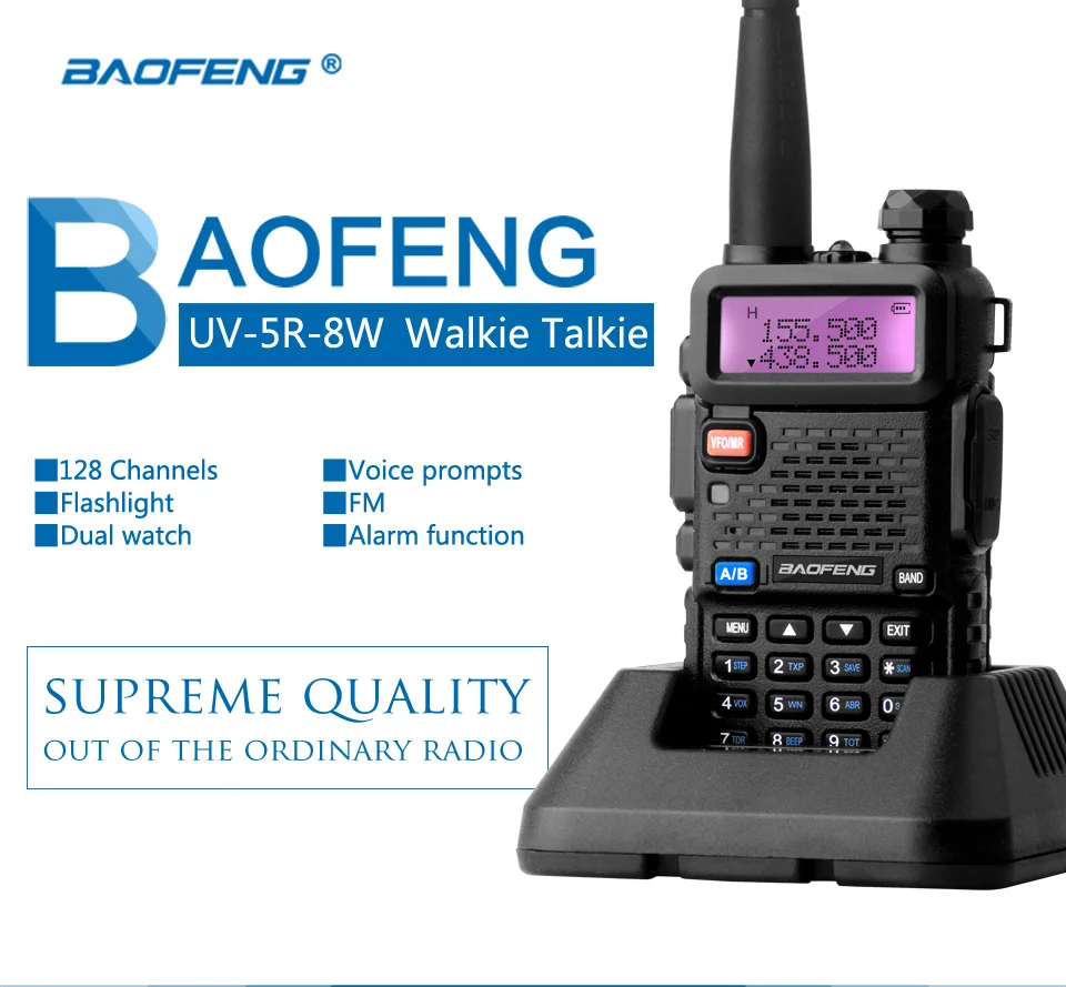 Baofeng UV-5R 10 км портативная рация UV5R 8 Вт двухдиапазонный дисплей CB Ham Радио Vhf портативная двухсторонняя радиостанция охотничий коммуникатор