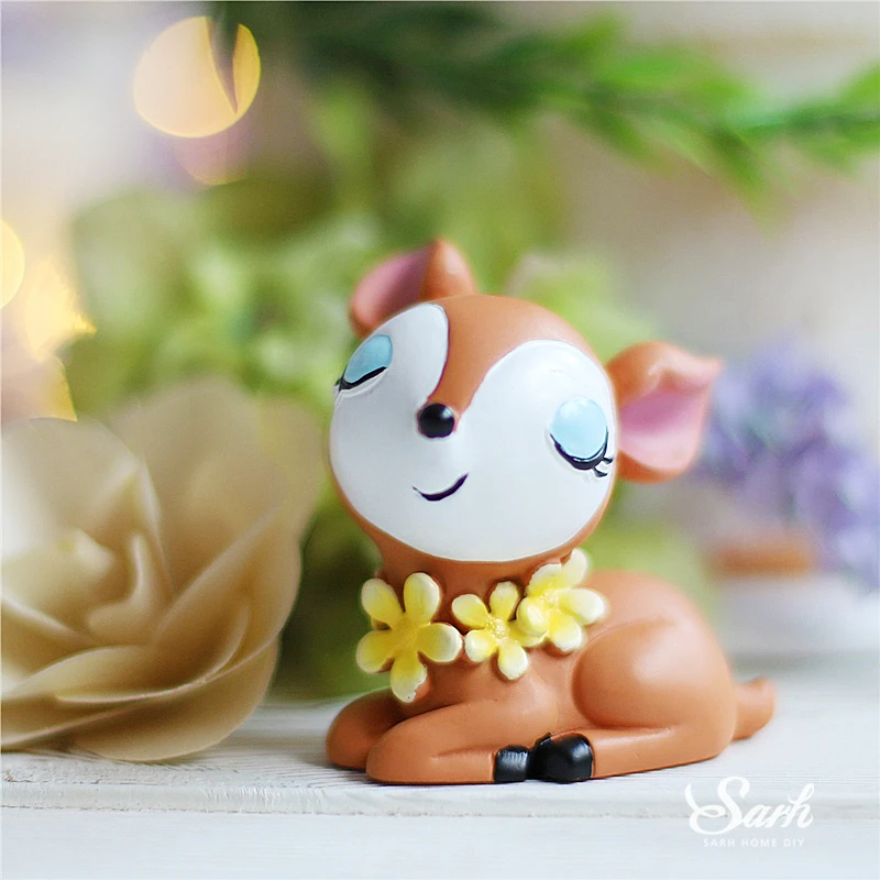 Ins Sika Deer Fawn Decoration Double Layer Flower Cake Toppers for Children Birthday Party Wedding Baking Supplies Sweet Gift