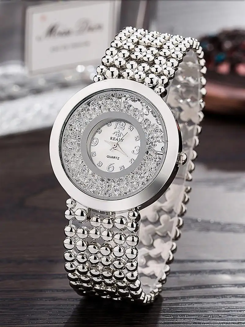 Reloj Mujer, женские часы с бриллиантами, шикарные кварцевые наручные часы из нержавеющей стали, женские роскошные часы со стразами, серебряные reloj mujer - Цвет: Silver