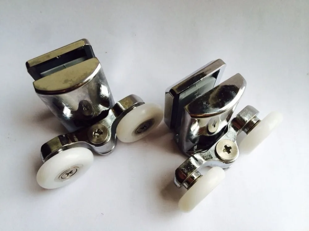 4 Pcs Double rollers Bottom Zinc Alloy Slider Shower Door Roller Runner Wheels Diameter 27mm