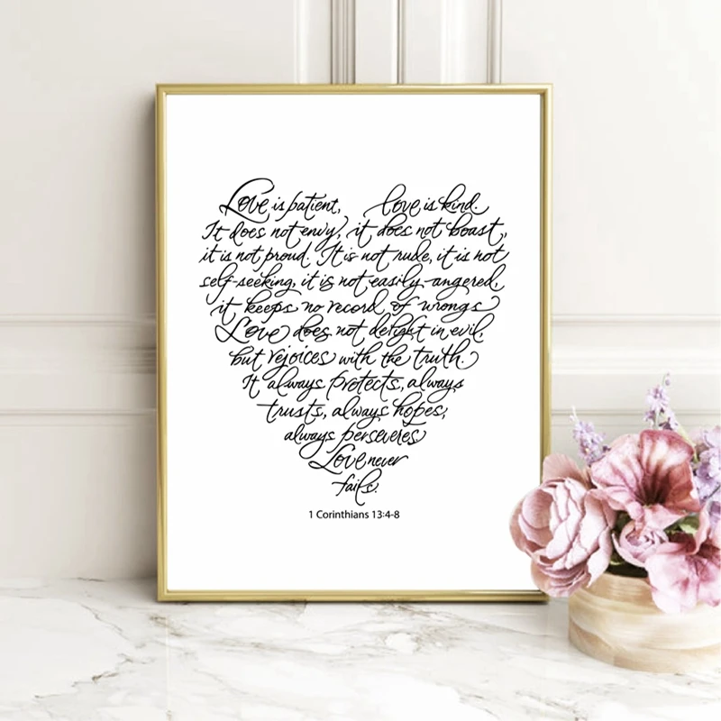 

Love is Patient Quotes Canvas Art Prints Poster Romantic Valentine's Gift Wall Art Painting Picture Bedroom Home Wall Decor