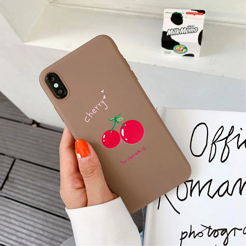 KIPX1099_7_JONSNOW Phone Case For iPhone 7 8 Plus 6S 6 Plus XS XR XS Max Cherry Pattern Soft Silicone Case Back Cover Capa Coque Fundas