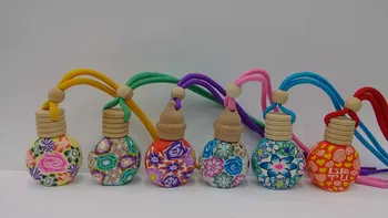 

RG12-10ML Round Oblate Clay Car Pendant Perfume Bottle Glass Empty Bottle 100PCS/LOT