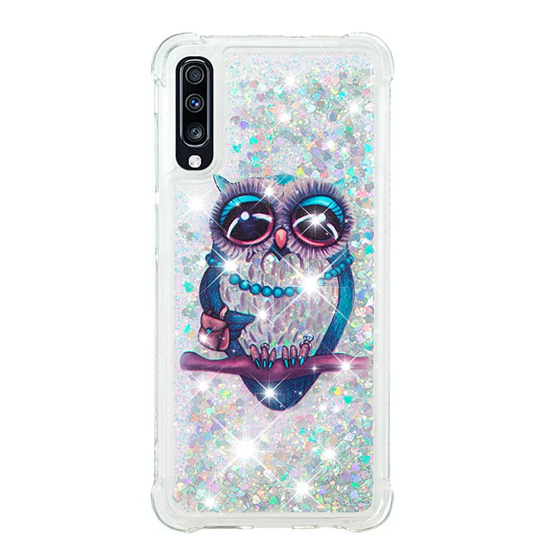 Бежевый Fitted Case for Coque Samsung A70 A40 A10 Silicon Glitter Cute Cartoon Patterned Animal Transparent Phone Cover for Galaxy A50 - Цвет: Бежевый